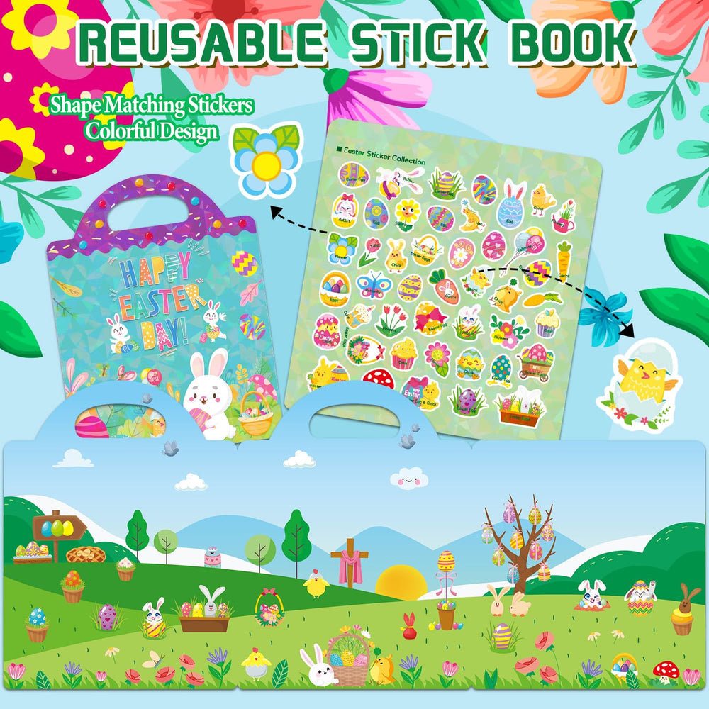 MDCGFOD Easter sticker book handle—portable play on the go.
