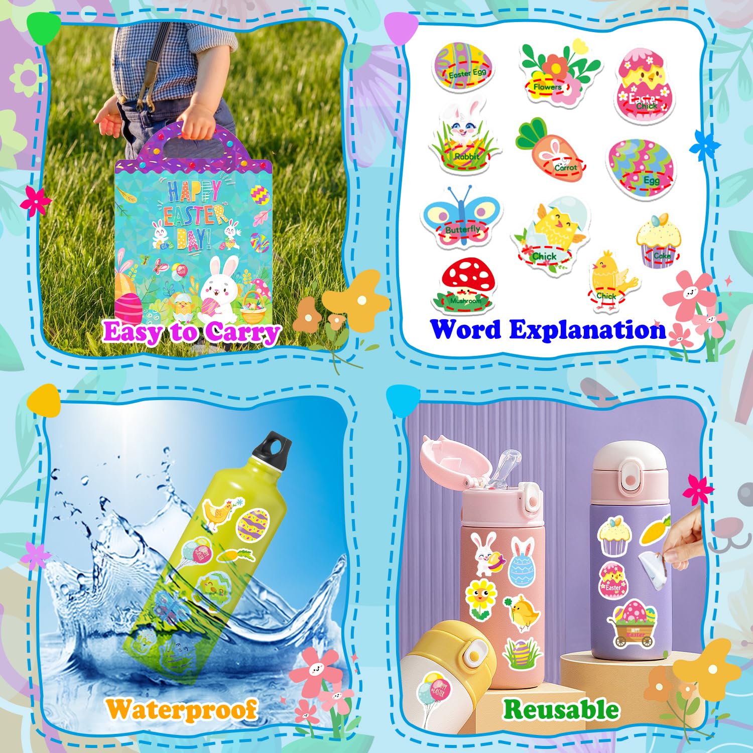 MDCGFOD Easter sticker book portable-use—travel-friendly education toy.