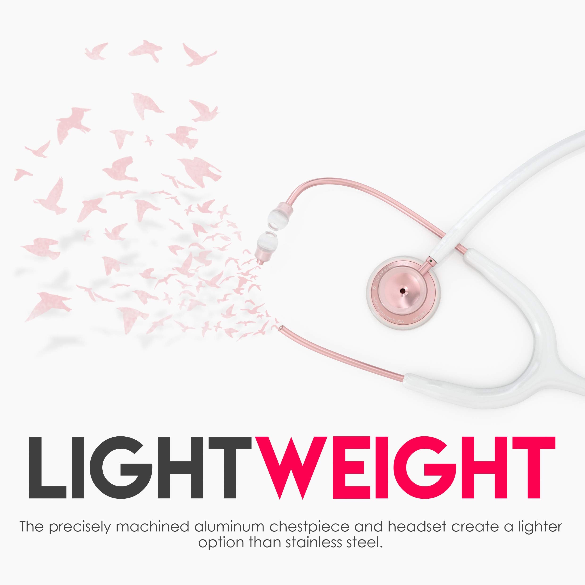MDF Instruments Acoustica white tube stethoscope presents a sleek, modern look