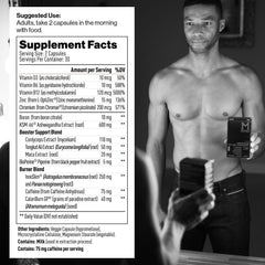 Mdrive Boost and Burn bottle pouring to suggest easy daily dosing and energy for workouts