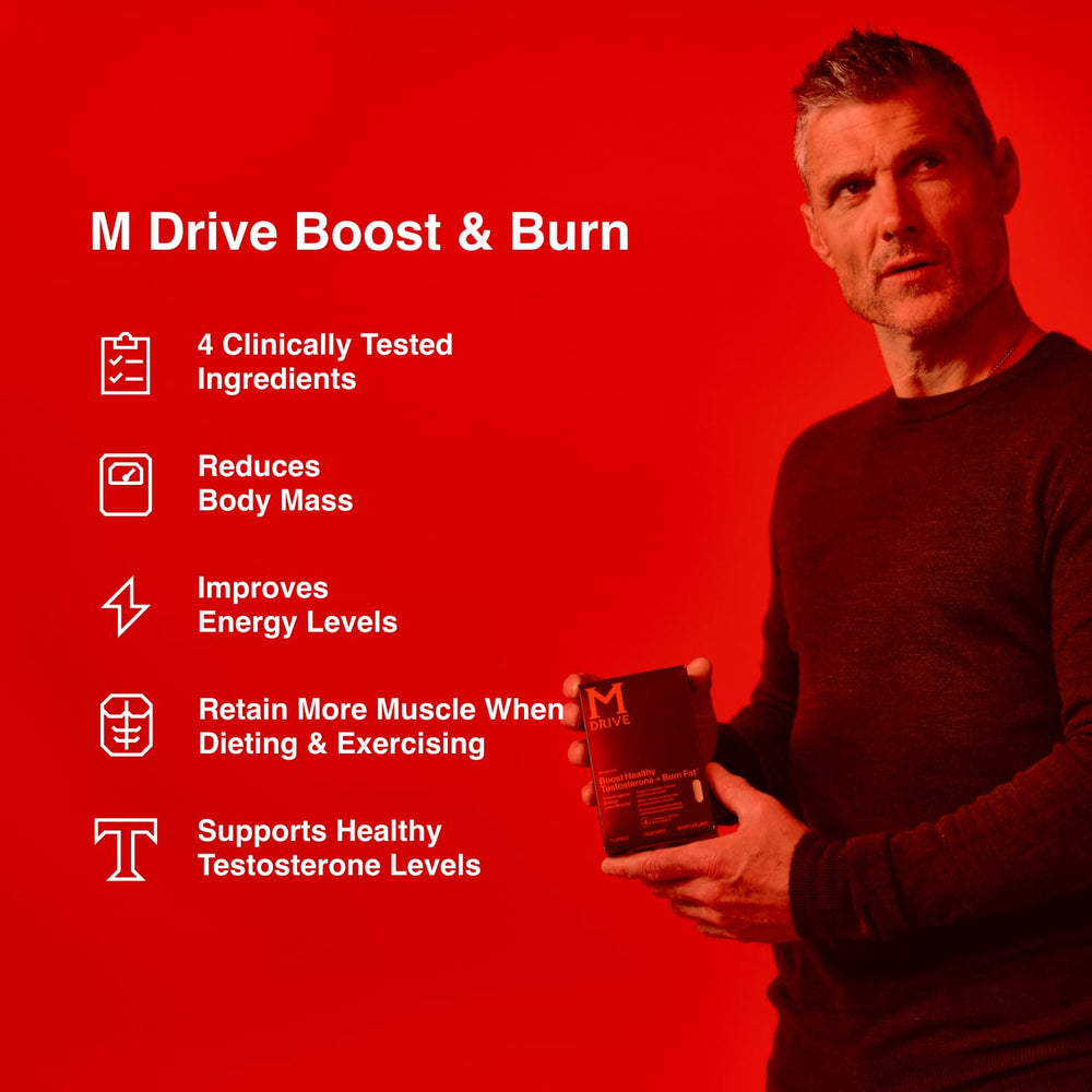 Mdrive Boost and Burn capsules pack emphasizing portability for on the go fitness