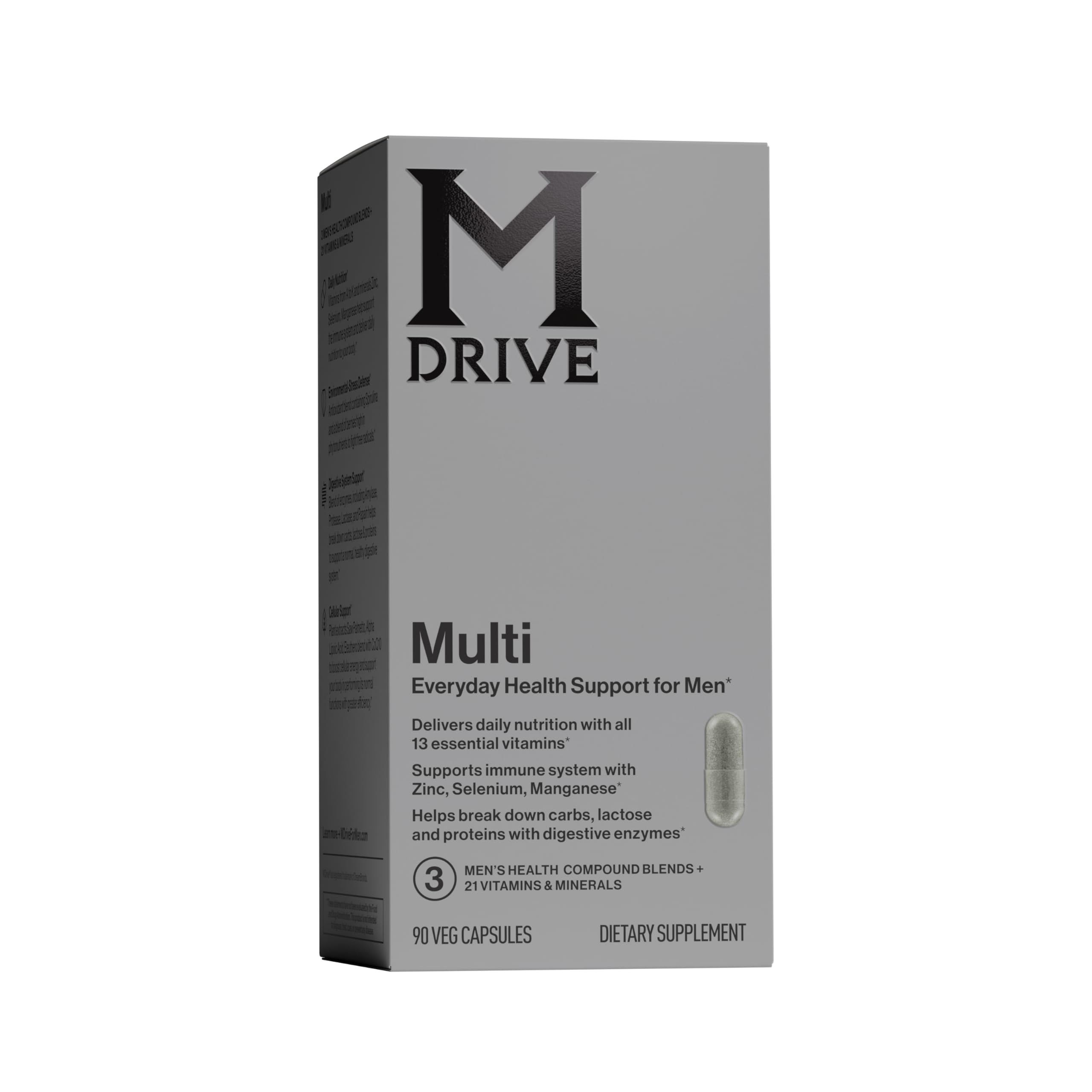 Mdrive Multivitamin for Men bottle front showing daily wellness support.