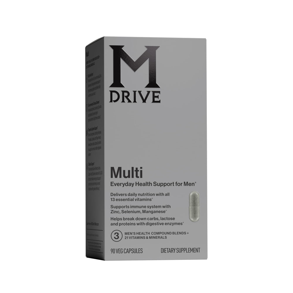 Mdrive Multivitamin for Men bottle front showing daily wellness support.