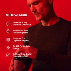 Mdrive Multivitamin for Men capsules in hand for easy daily intake.