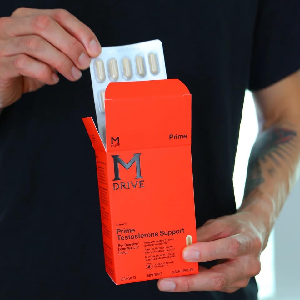 Mdrive Prime serving scoop beside bottle suggesting easy daily dosage