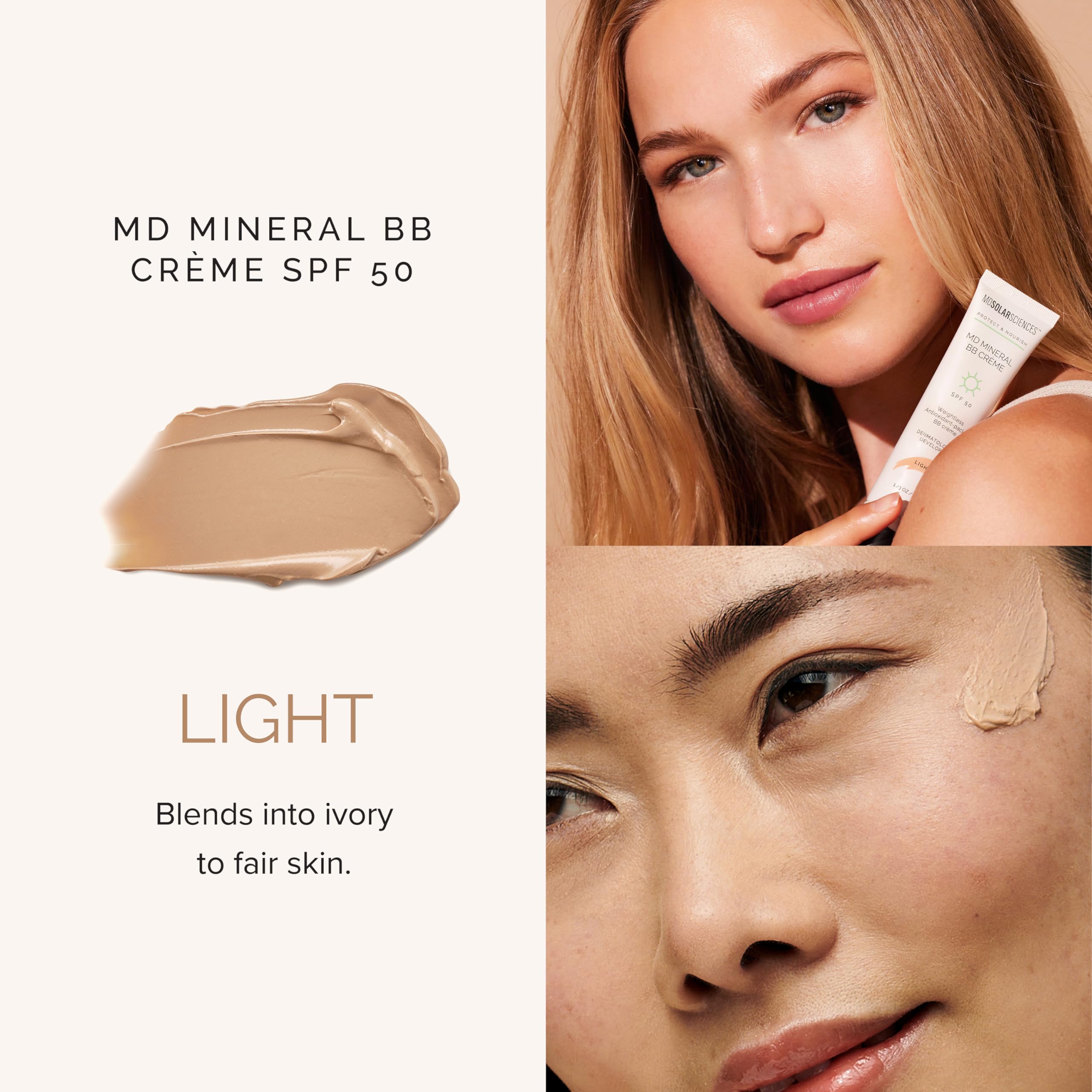 MDSolarSciences Mineral BB Creme SPF 50 blur-finish, soft focus for smoother skin