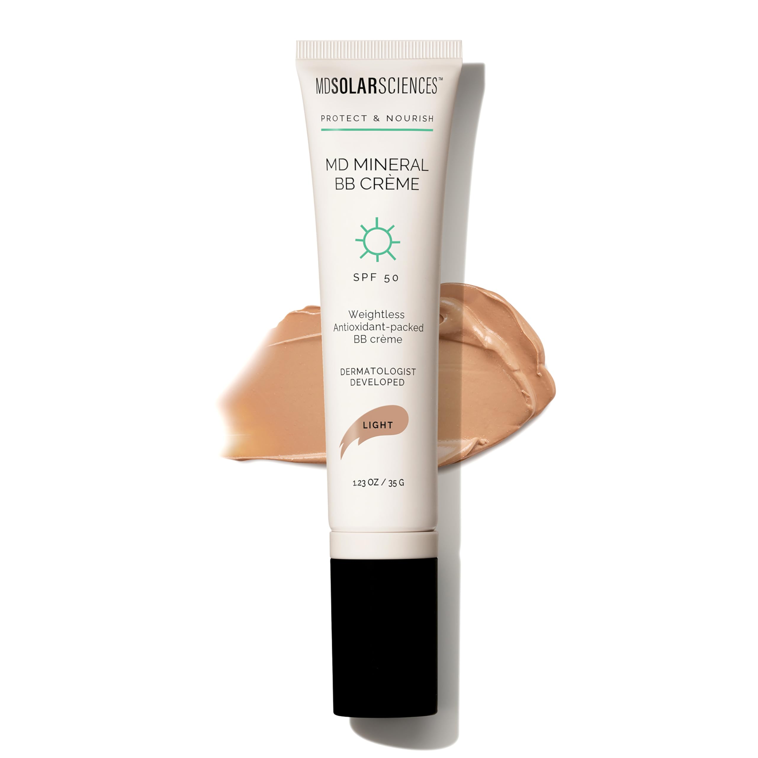 MDSolarSciences Mineral BB Creme SPF 50 tube, lightweight sun protection with sheer coverage