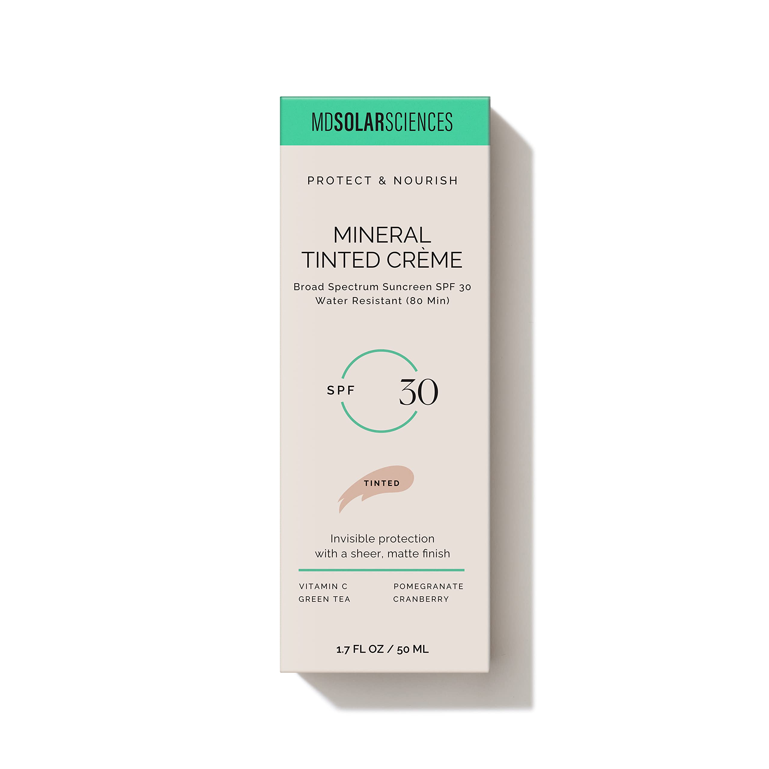 Front label of MDSolarSciences mineral tinted crème sunscreen SPF 30.