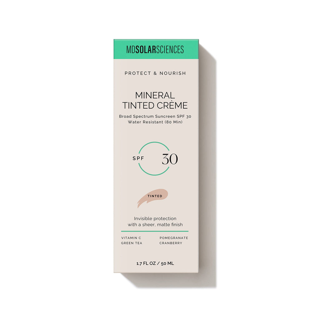 Front label of MDSolarSciences mineral tinted crème sunscreen SPF 30.