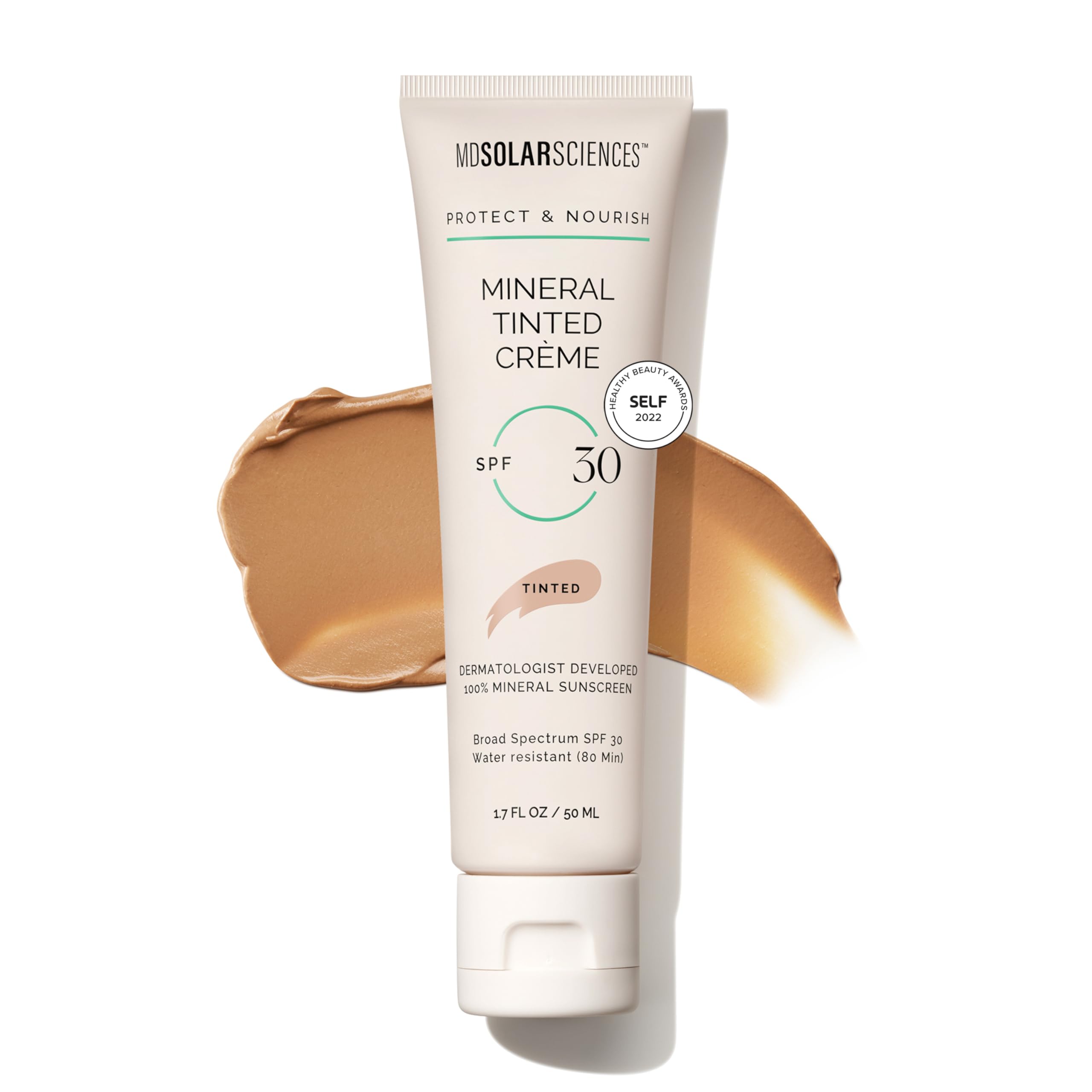 MDSolarSciences mineral tinted crème sunscreen SPF 30 bottle ready for daily protection.