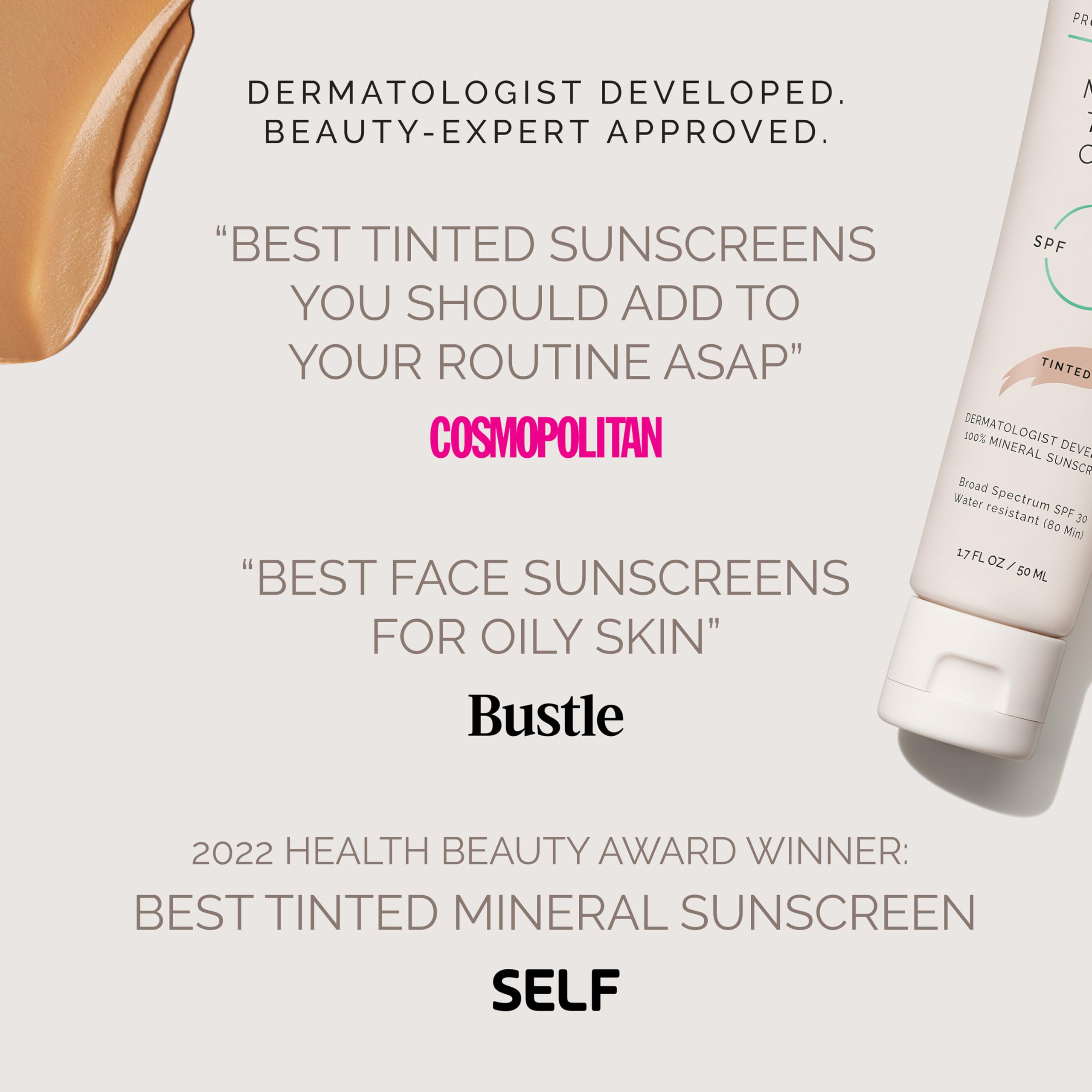 Face with MDSolarSciences sunscreen demonstrating up to 80 minutes water resistance.