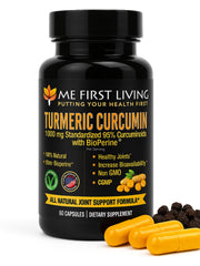 Me First Living Turmeric Curcumin 1000 mg bottle shows high-potency formula for daily use