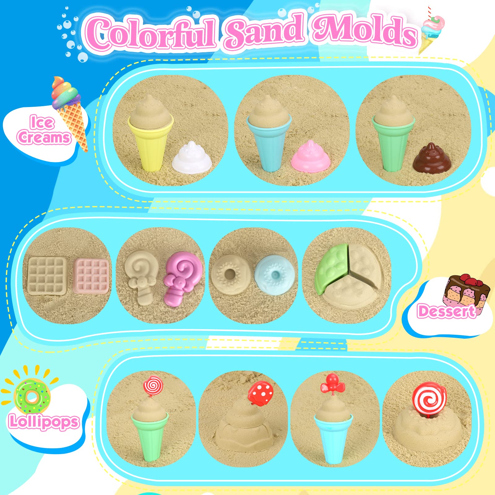 Meaicezli ice cream molds add colorful dessert style sand play