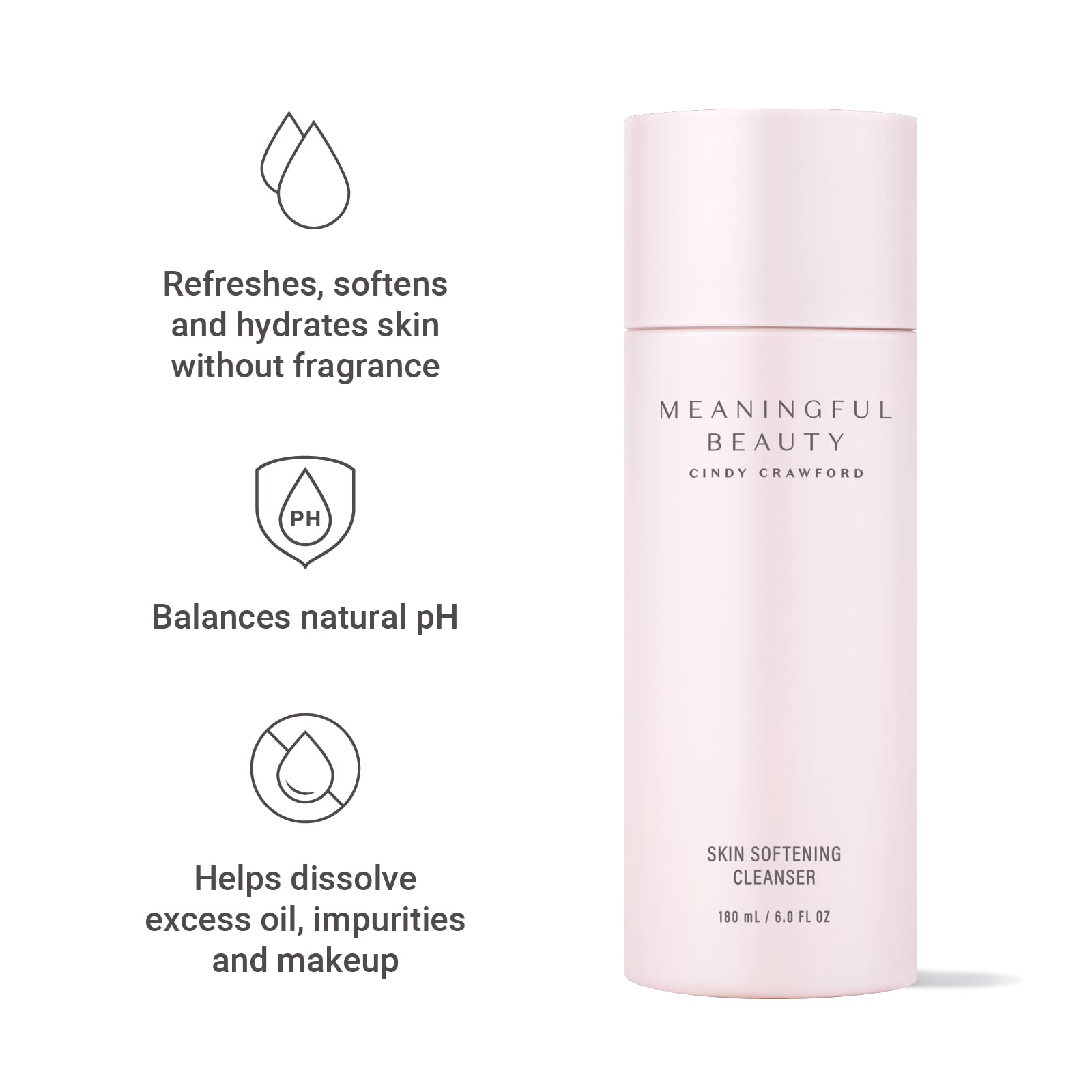 Meaningful Beauty cleanser ingredients highlight fragrance-free and soap-free formula.