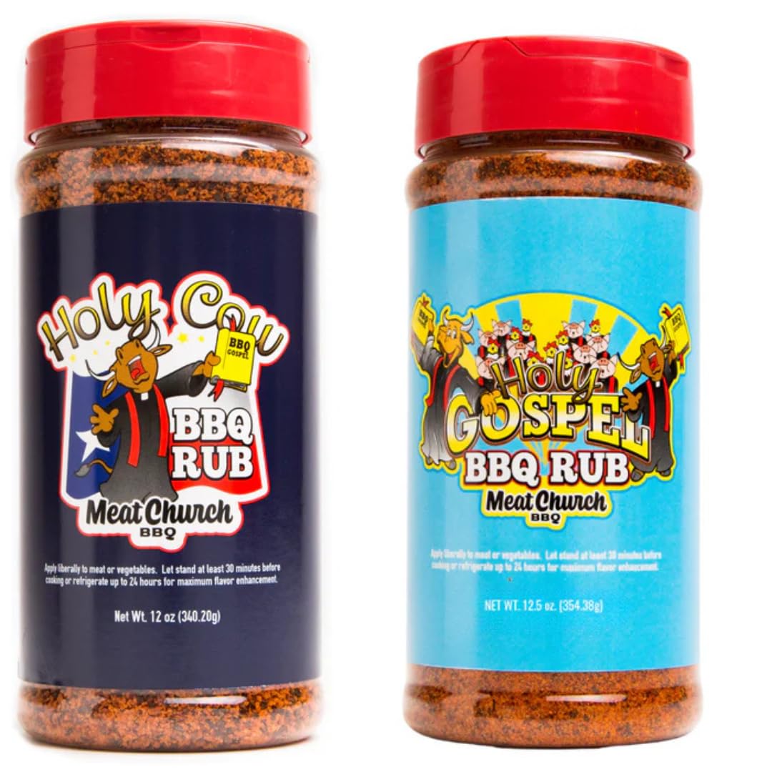 Meat Church Holy Cow and Holy Gospel BBQ rubs enhance beef and poultry flavor