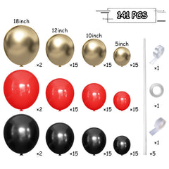 MEBAY 18-inch balloons in black, gold, red for bold party decor.
