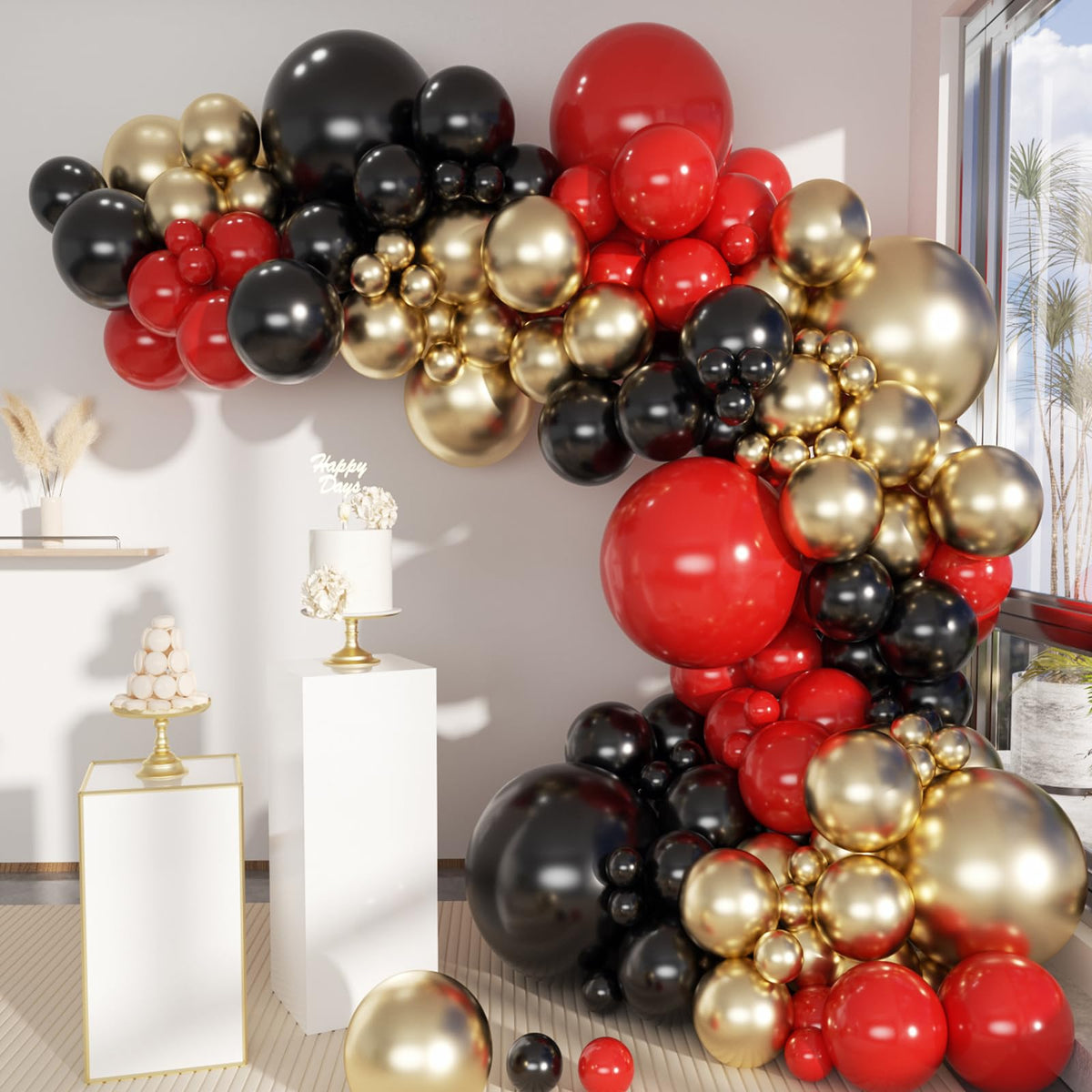 MEBAY Balloon Arch Kit displayed for an elegant wedding backdrop.