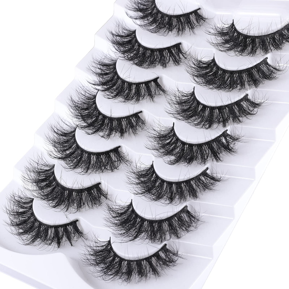 Mebver Lashes 8D fluffy cat-eye close-up for dramatic definition.