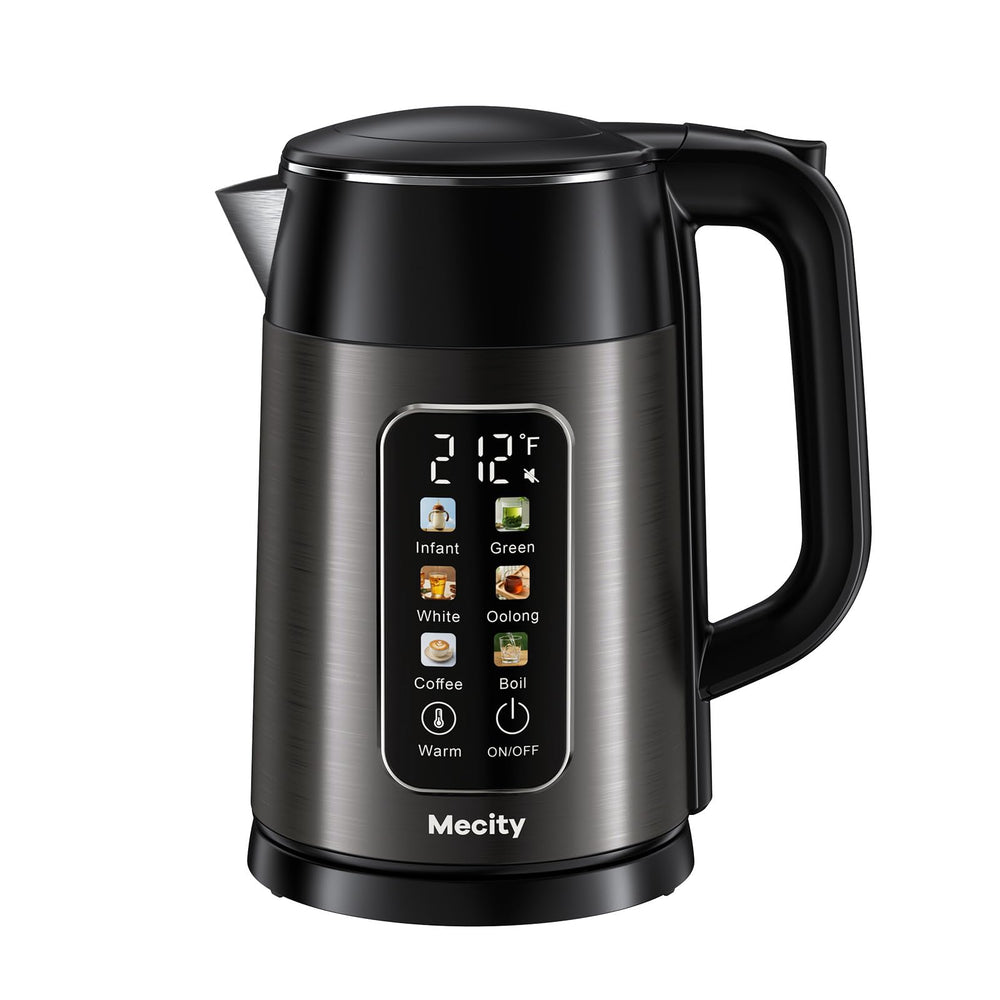 Mecity 1.7L electric kettle with a touch screen for precise temperature control and convenience