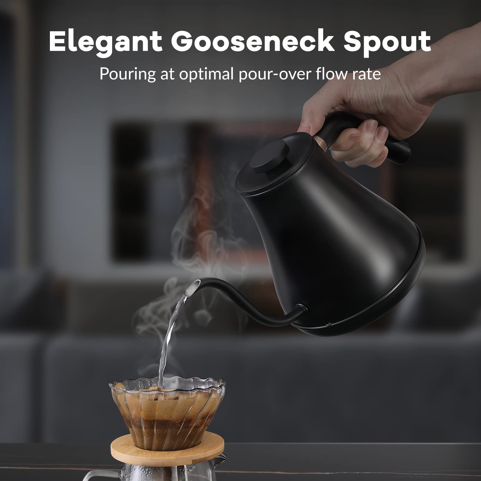 Mecity kettle with stainless steel lid in a sleek setup