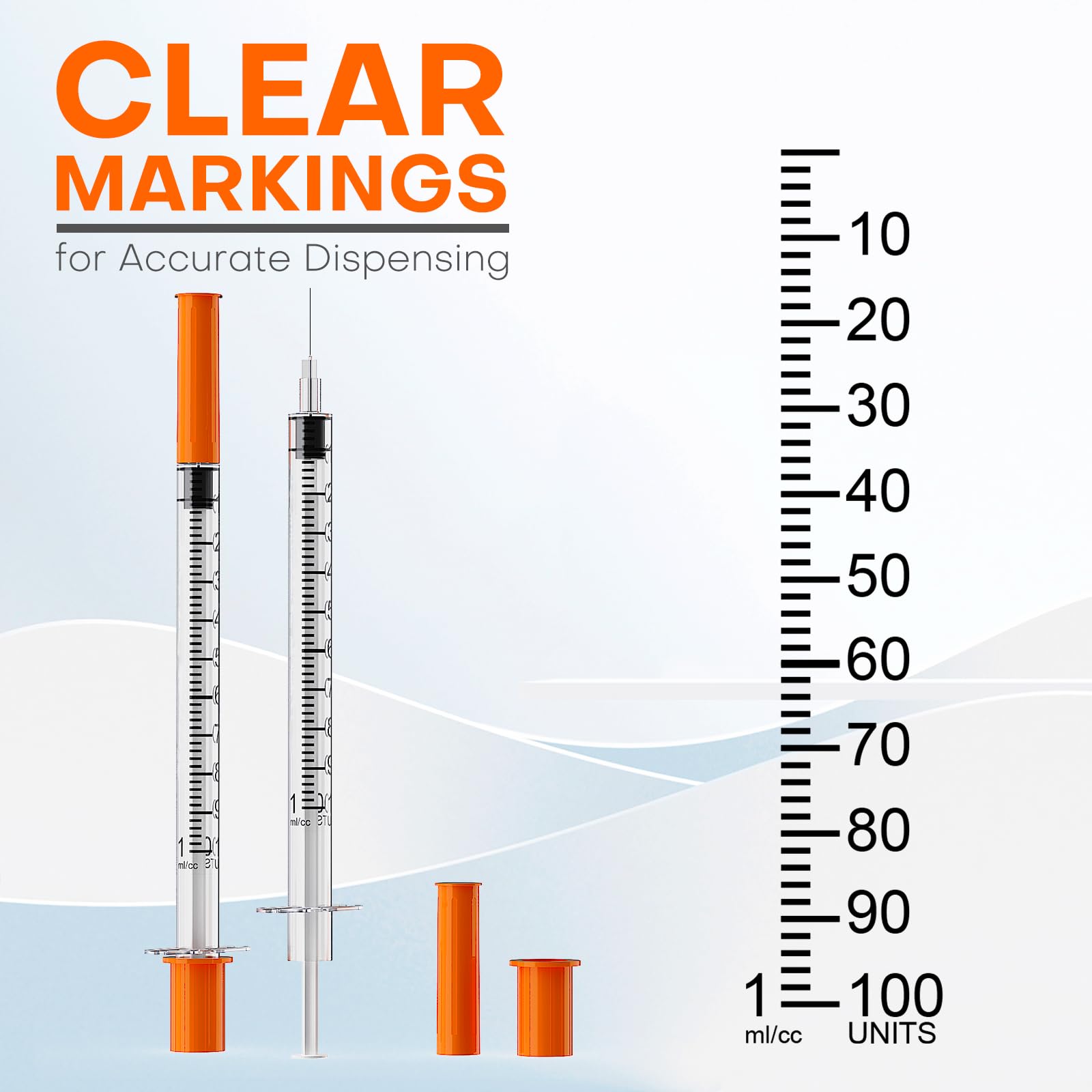 Non-slip push rod on MED NEEDLE syringe for one-handed control