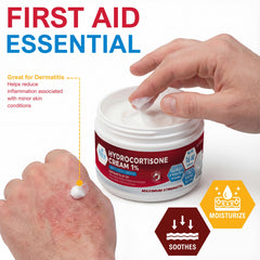 Close-up of MED PRIDE label on 1% hydrocortisone cream