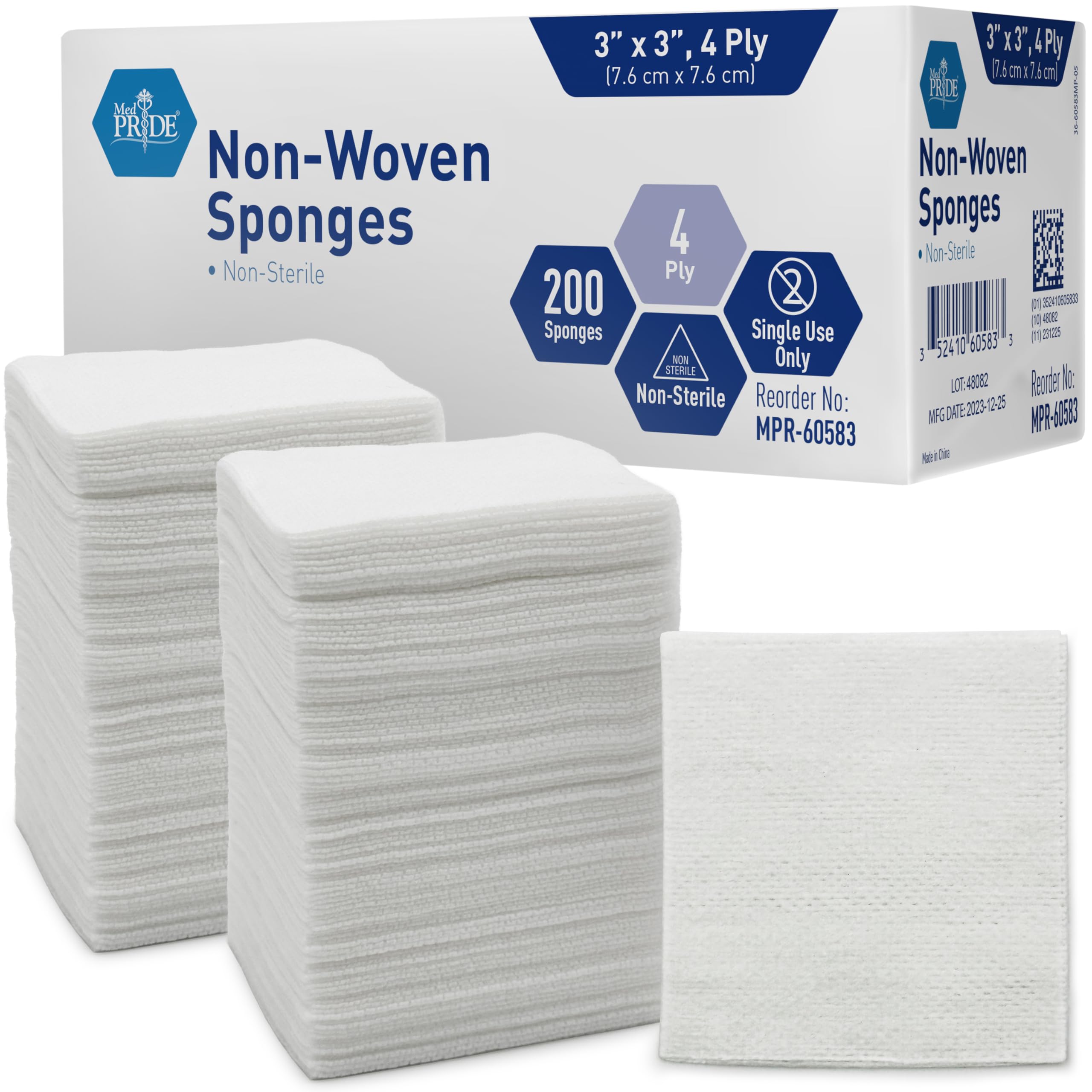 MED PRIDE 3x3 gauze pads pack shot for bulk home first aid