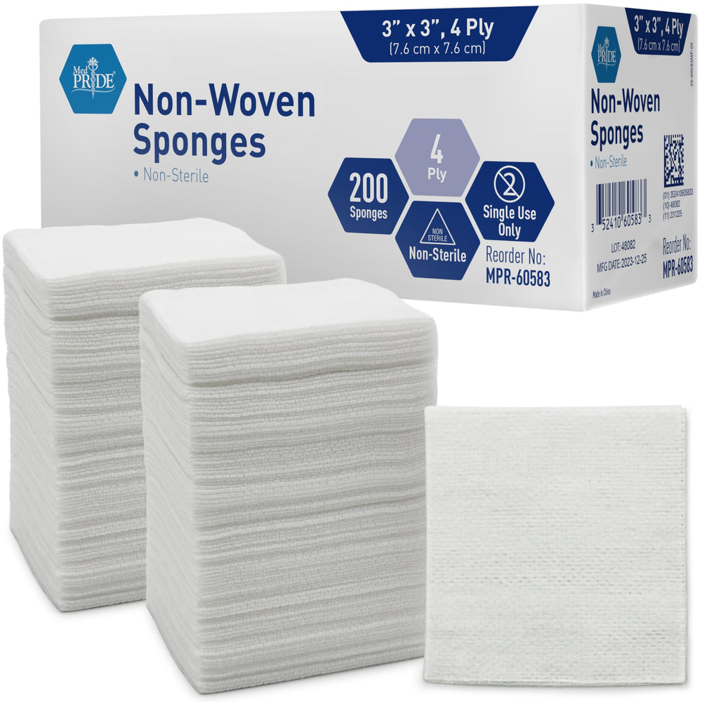 MED PRIDE 3x3 gauze pads pack shot for bulk home first aid