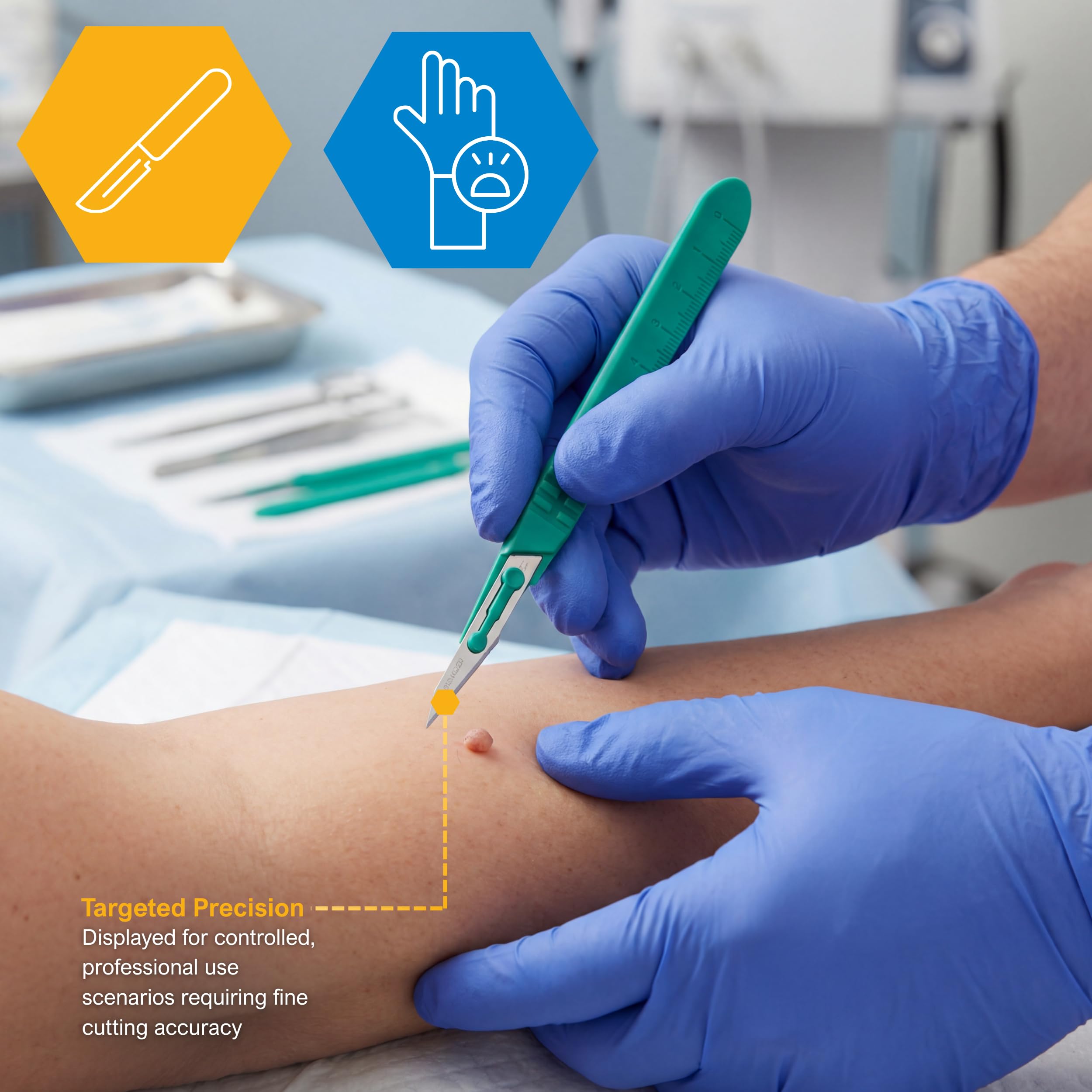 MED PRIDE 6 cm ruler along the blade for quick on-the-go measurements
