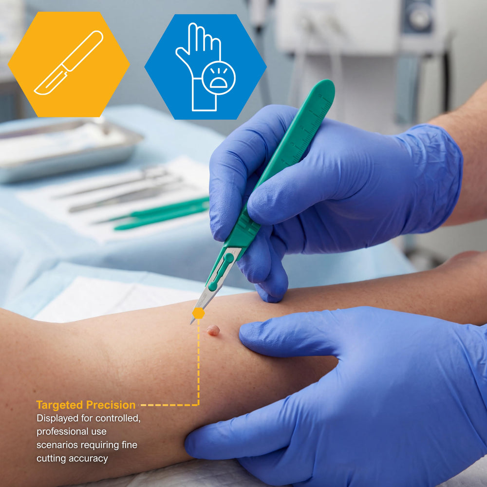 MED PRIDE 6 cm ruler along the blade for quick on-the-go measurements