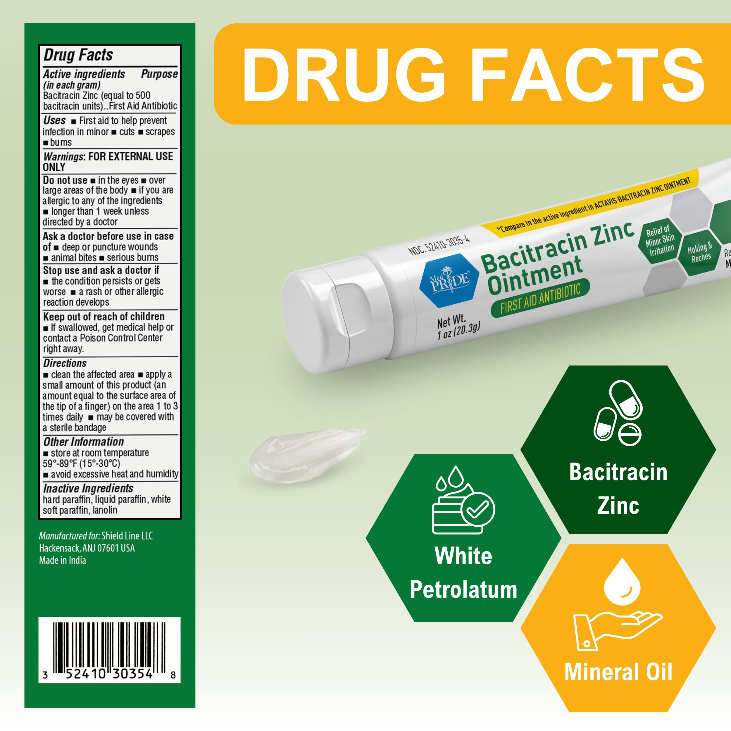 Med Pride Bacitracin Zinc Ointment on a kitchen counter for everyday use.