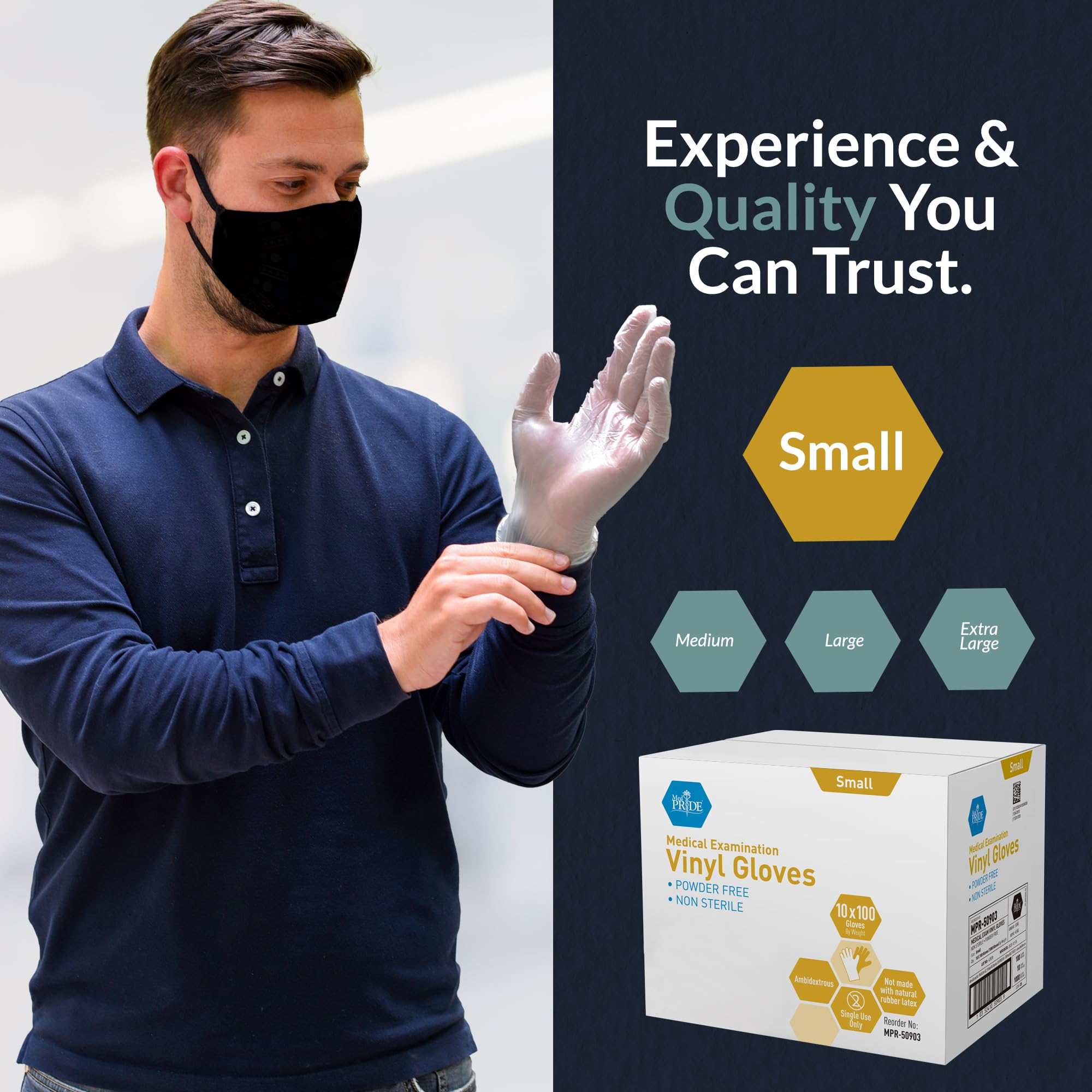 MED PRIDE clear exam gloves maintain visibility during work