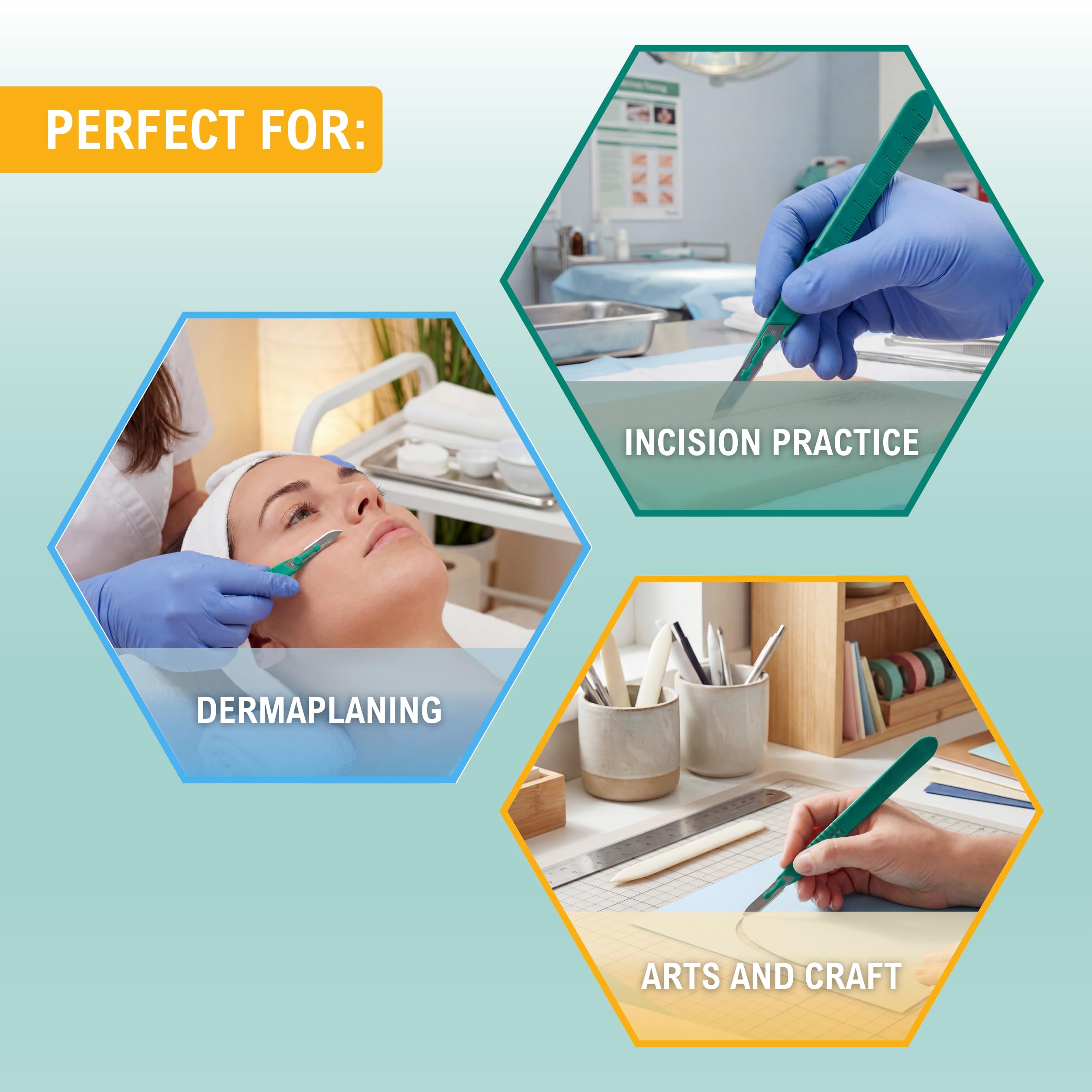 MED PRIDE dermaplaning kit-ready blades simplify setup for professional or student tasks.