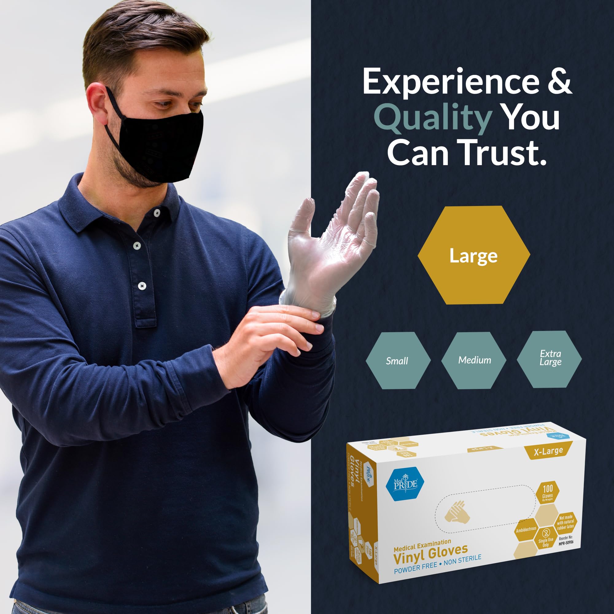 MED PRIDE disposable glove with quick-dispense convenience