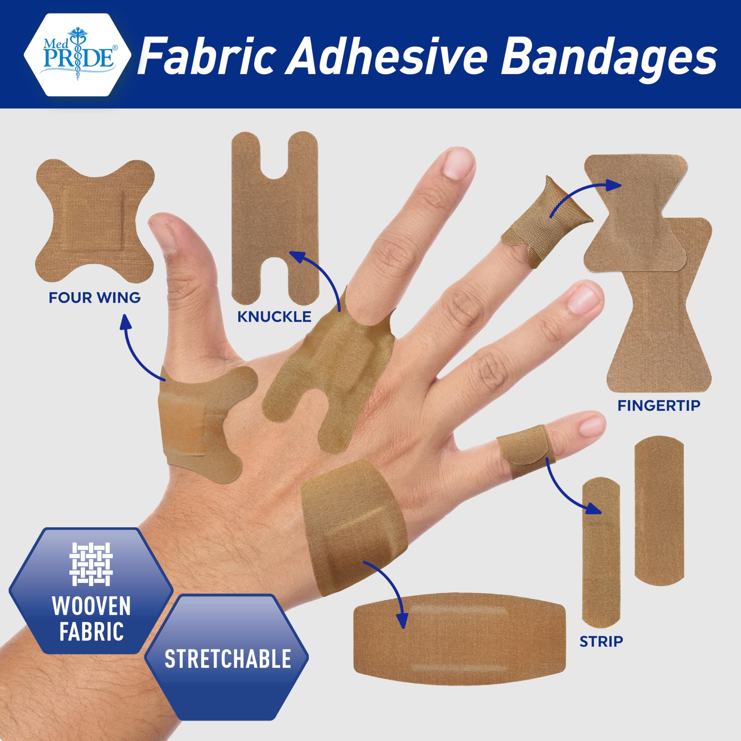MED PRIDE face-friendly small bandage fits facial contours without irritation