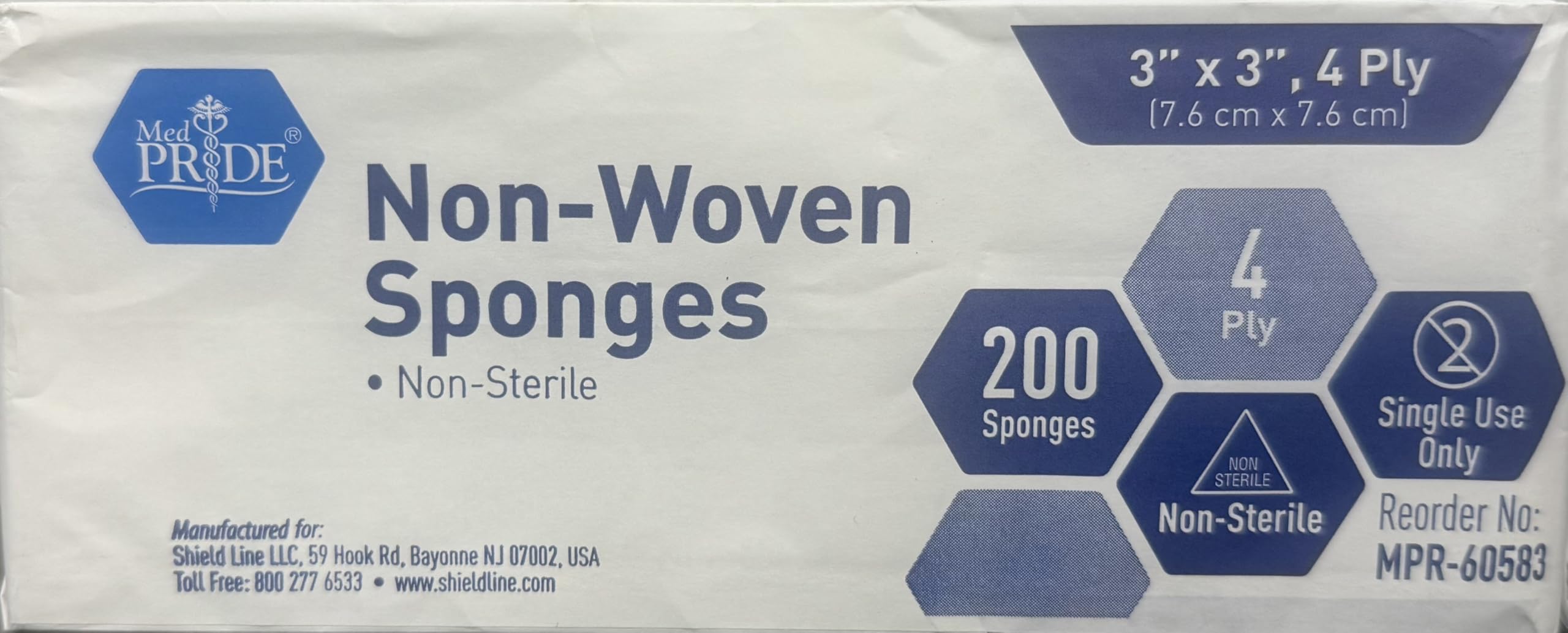 MED PRIDE gauze pads closeup showing absorbent texture