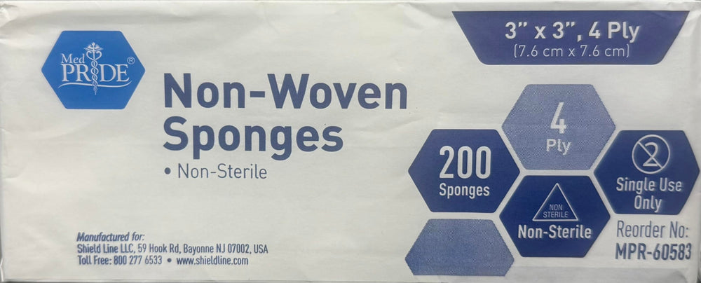 MED PRIDE gauze pads closeup showing absorbent texture