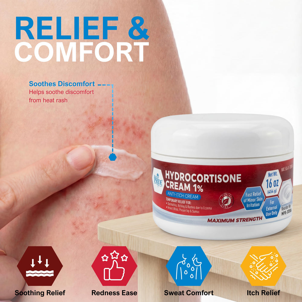 Applying MED PRIDE 1% hydrocortisone cream to the skin
