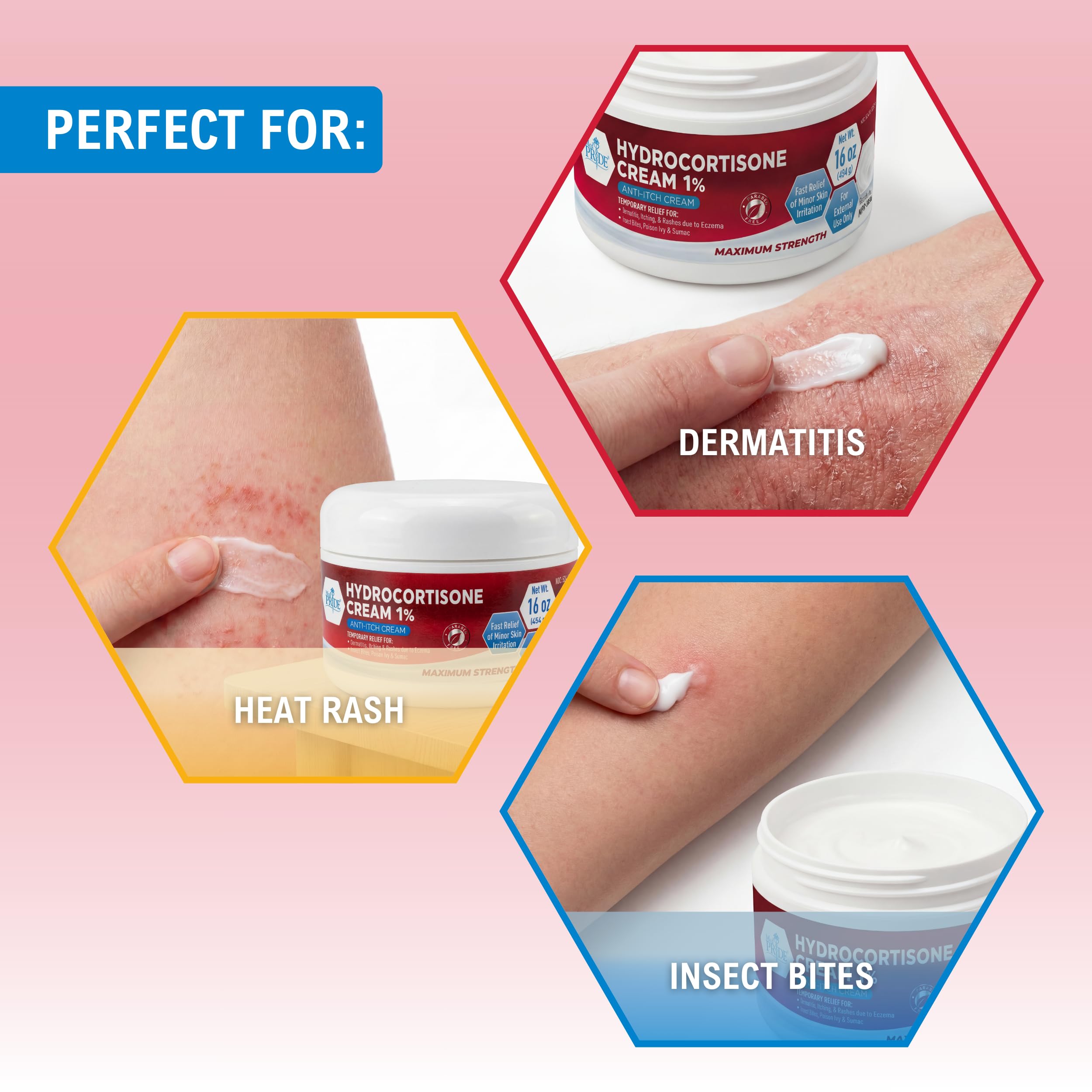 Open MED PRIDE hydrocortisone cream tub showing creamy texture