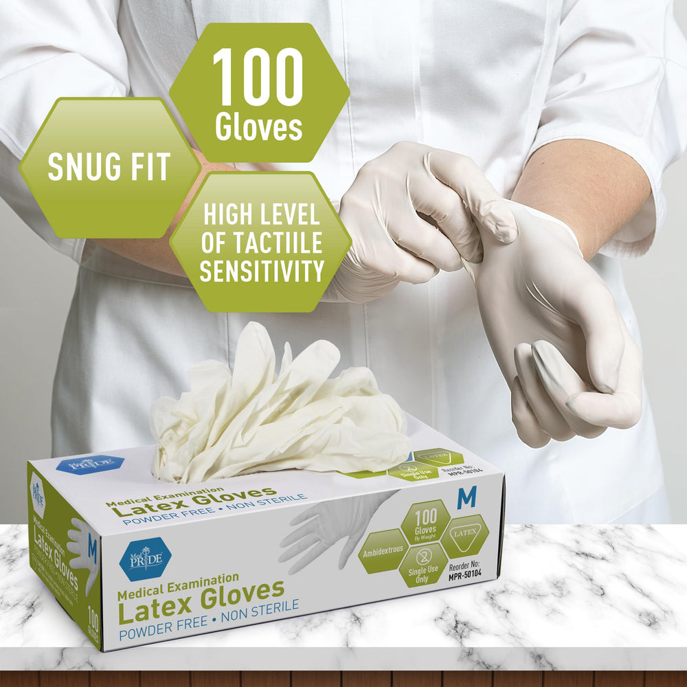 MED PRIDE large size gloves providing secure fit for medical and industrial tasks.