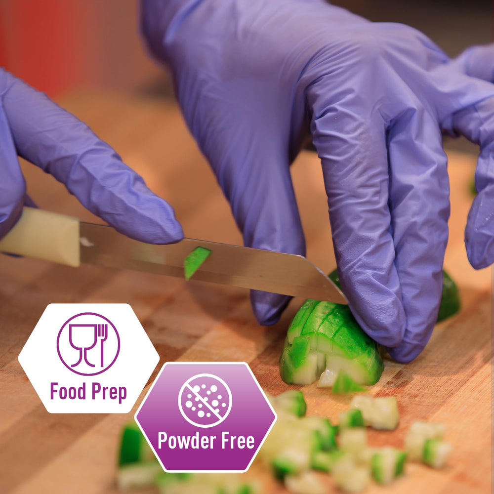 MedPride nitrile gloves showing puncture-resistant and durable construction.