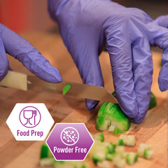 MedPride nitrile gloves showing puncture-resistant and durable construction.