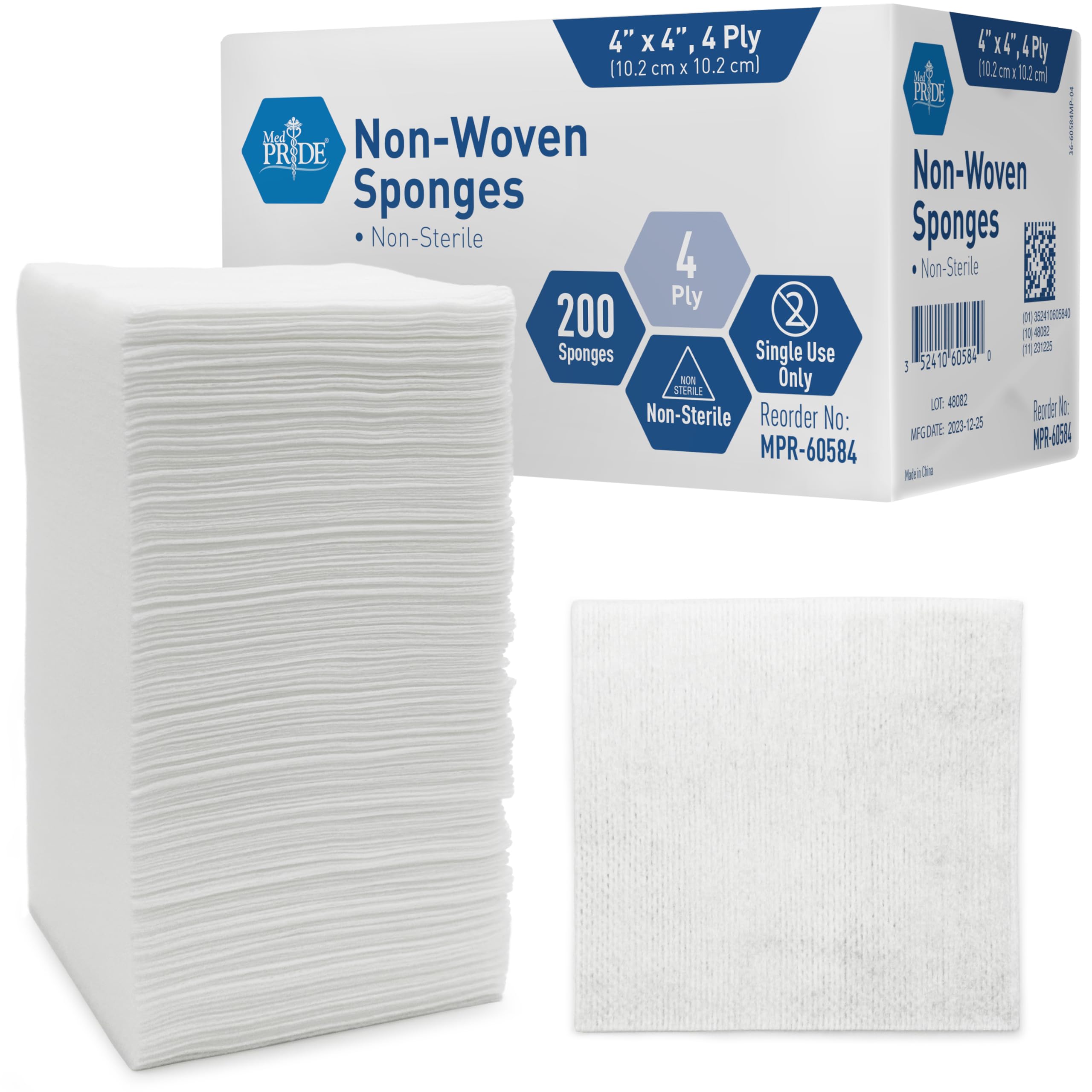 MED PRIDE non-woven surgical sponge 200 pack for reliable wound care and quick dressing changes.