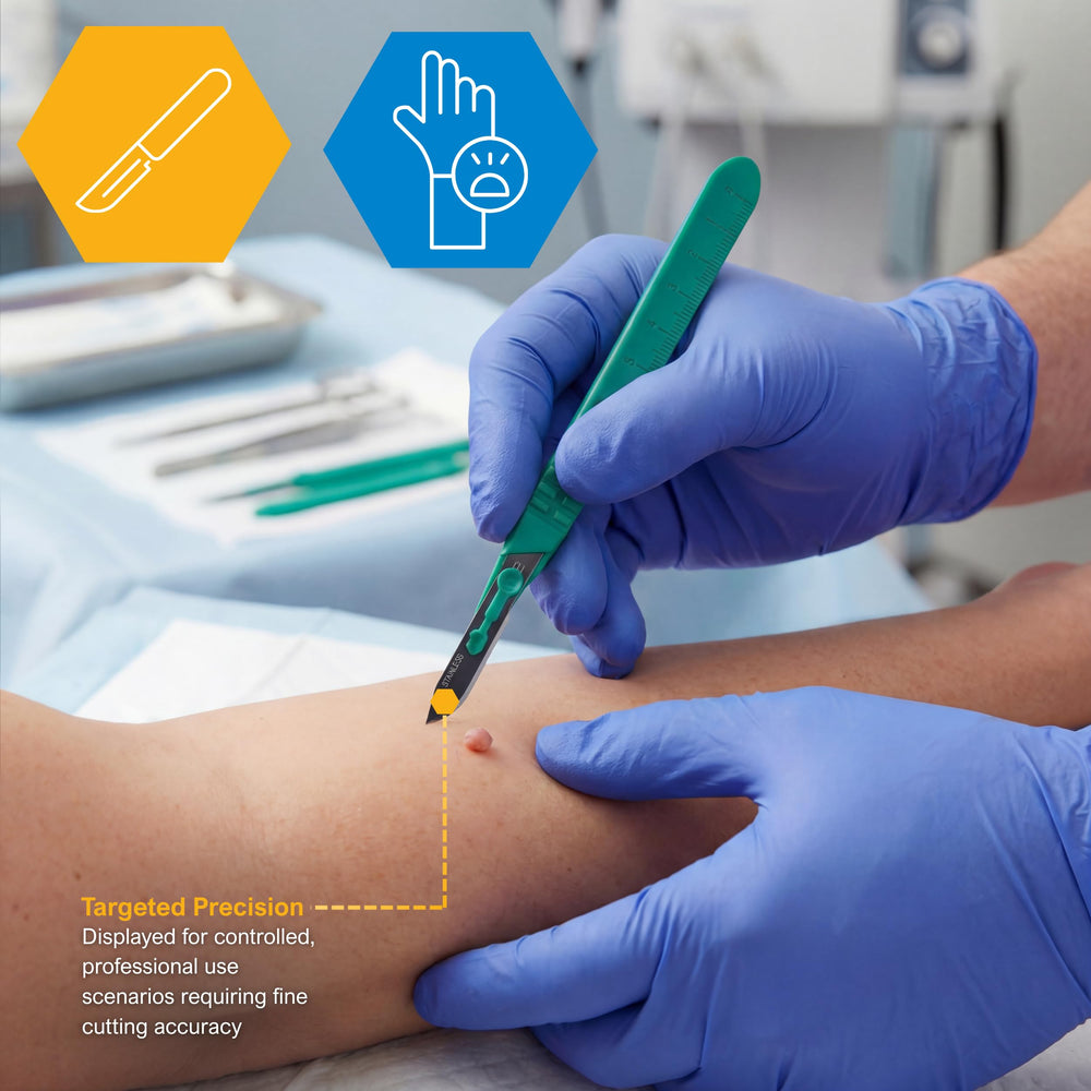 MED PRIDE plastic-handle design keeps grip steady with lightweight balance.