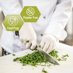 MED PRIDE powder-free gloves designed for comfortable, residue-free wear.
