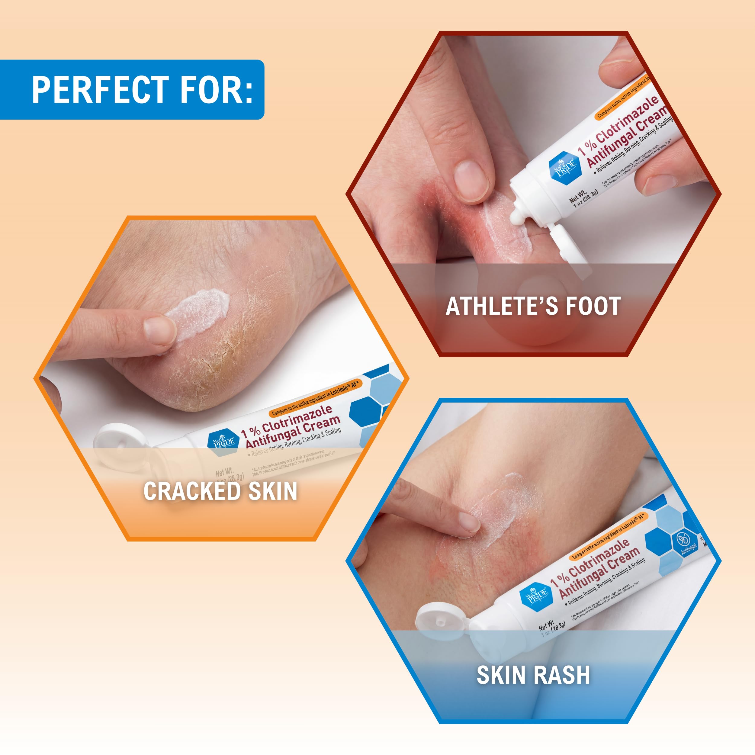 MED PRIDE ringworm treatment cream showing quick-absorbing formula on skin.