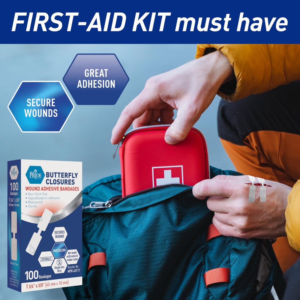 MED PRIDE sterile butterfly strips emphasize clean, safe everyday first aid