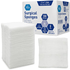 MED PRIDE surgical sponges pack 200 count, 4x4 inch, ideal for versatile wound care.