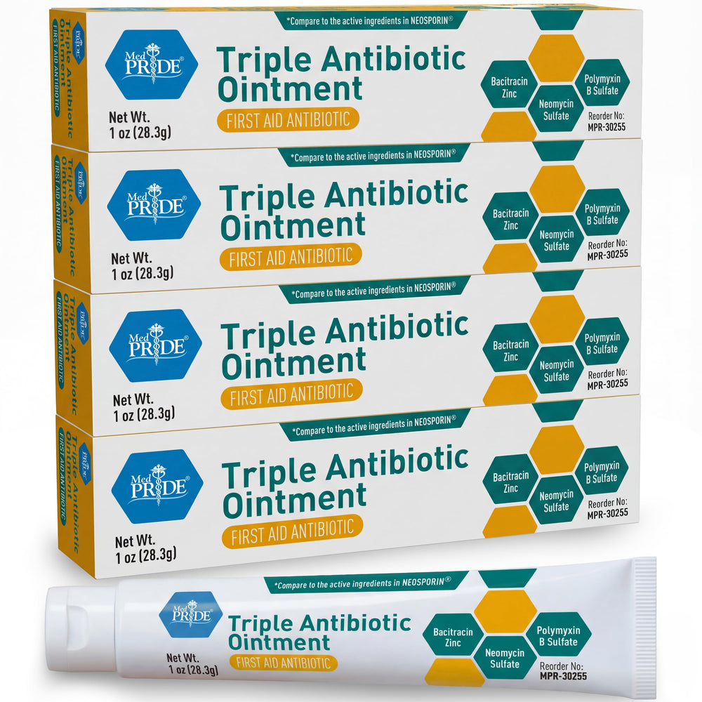 MED PRIDE triple antibiotic ointment tube 1oz for minor wounds and quick relief.