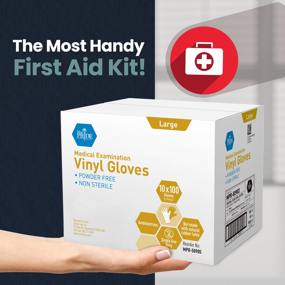 MED PRIDE vinyl exam gloves suitable for food service and medical duties